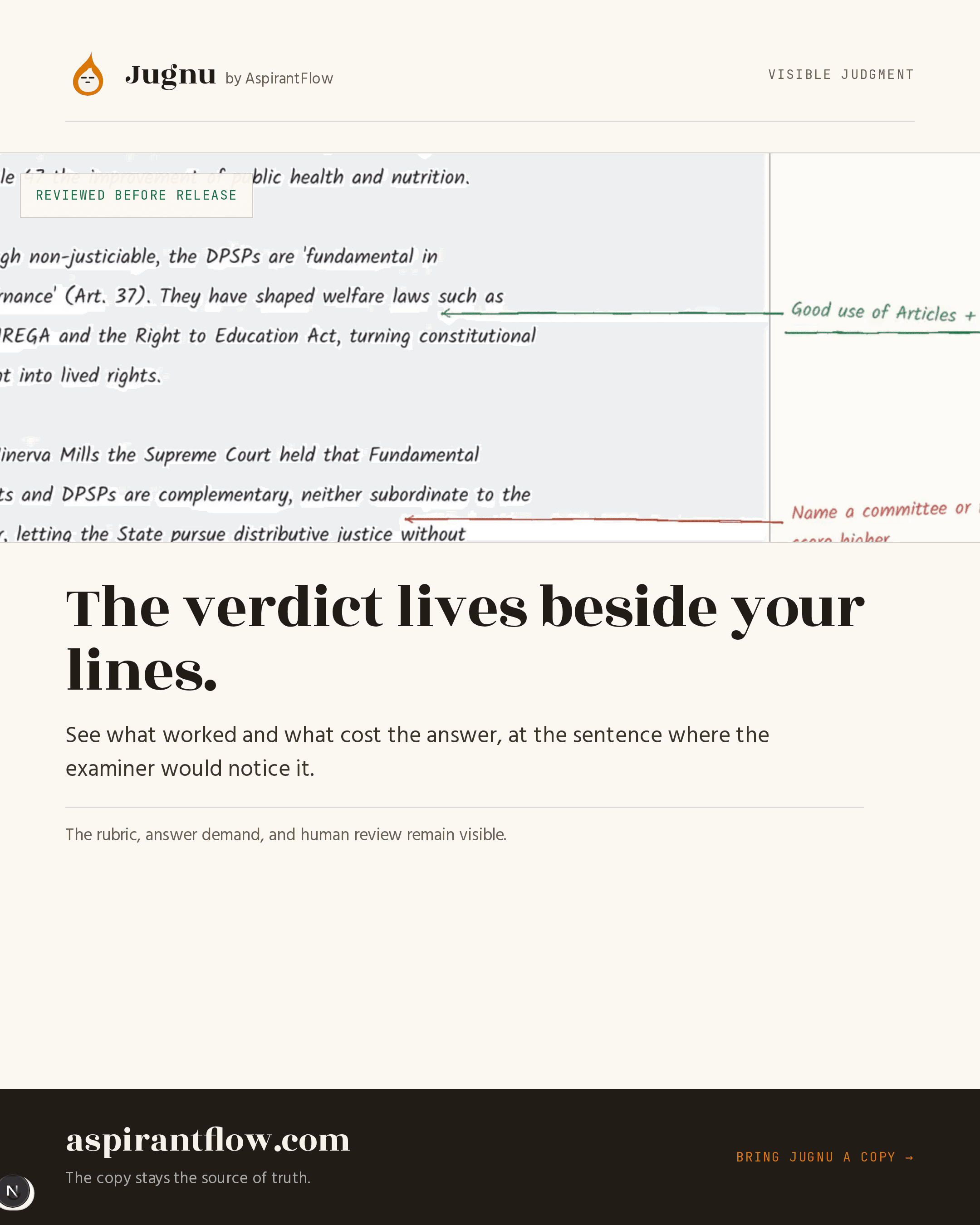 The verdict lives beside your lines.